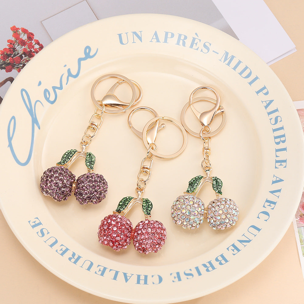 Creative Rhinestone Cherry Fruit Key Chain