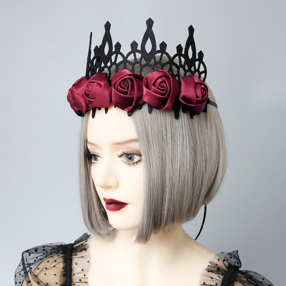 Gothic Baroque Halloween Rose Hair Crown Headwear