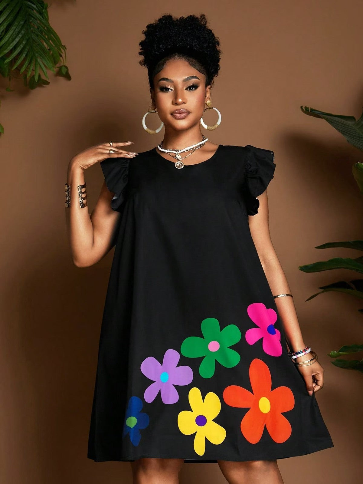 Women Fashion Casual Floral Printed Dress