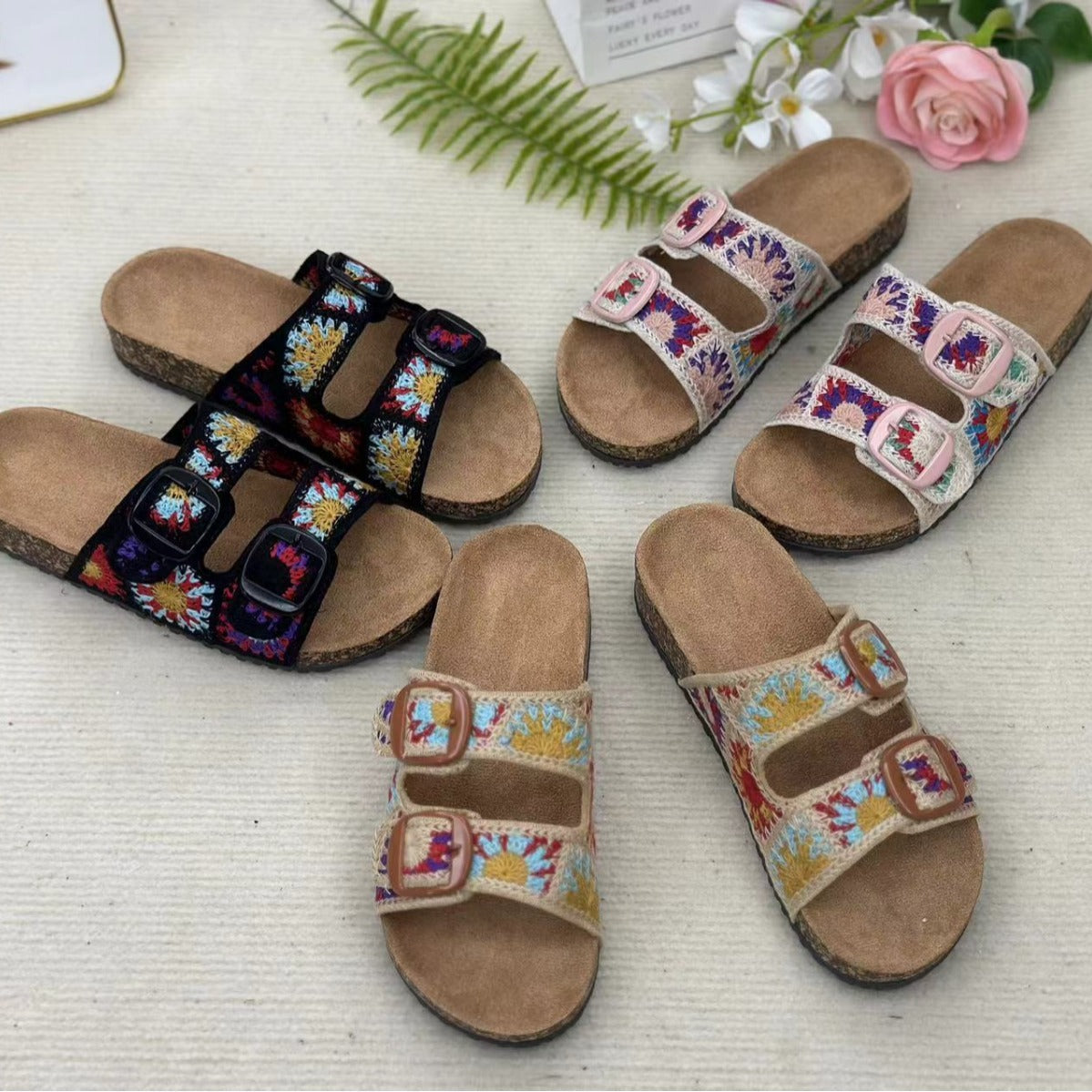 Pantuflas tejidas informales de moda para mujer para vacaciones