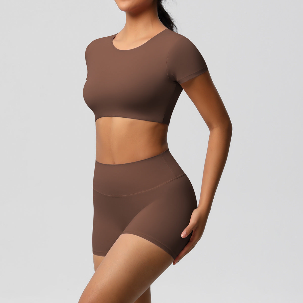 Ensemble de sport deux pièces de yoga pour femmes, couleur unie