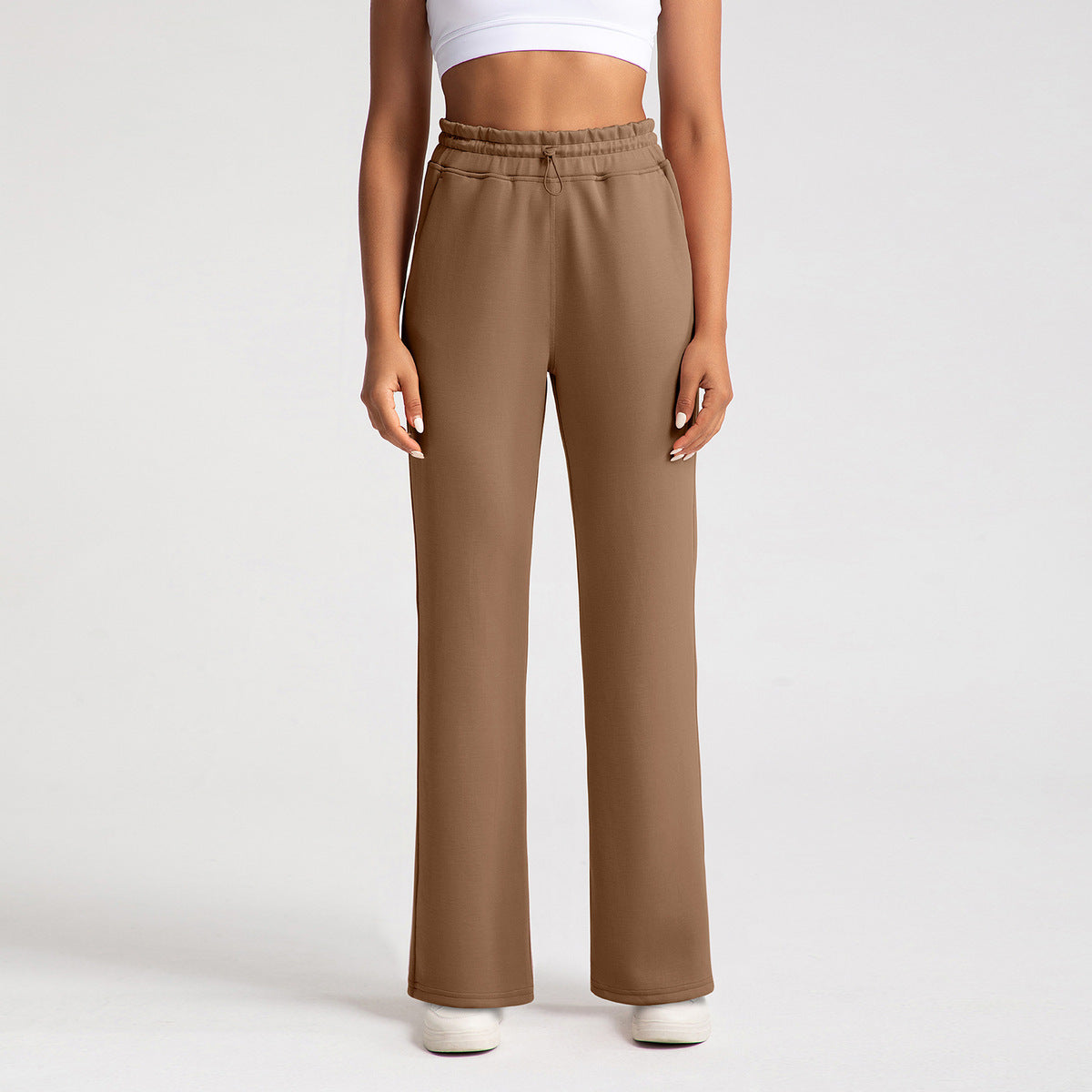 Pantalones de yoga de cintura alta de color sólido informales para mujer