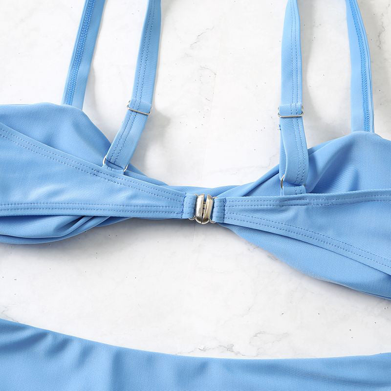 Traje de baño bikini sexy de color sólido a la moda para mujer