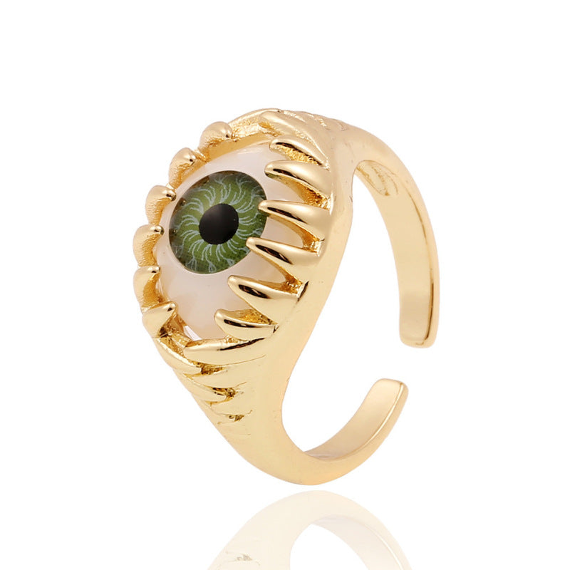 Anillos creativos de moda con diseño de ojo malvado bañados en cobre para mujer