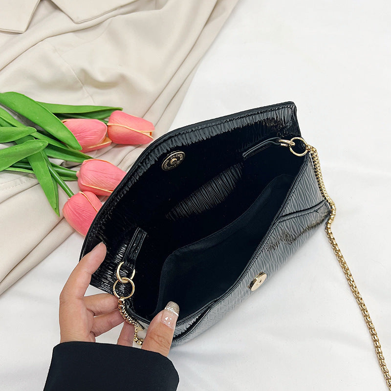 Sac enveloppe en PU de couleur unie pour femme, style décontracté et tendance