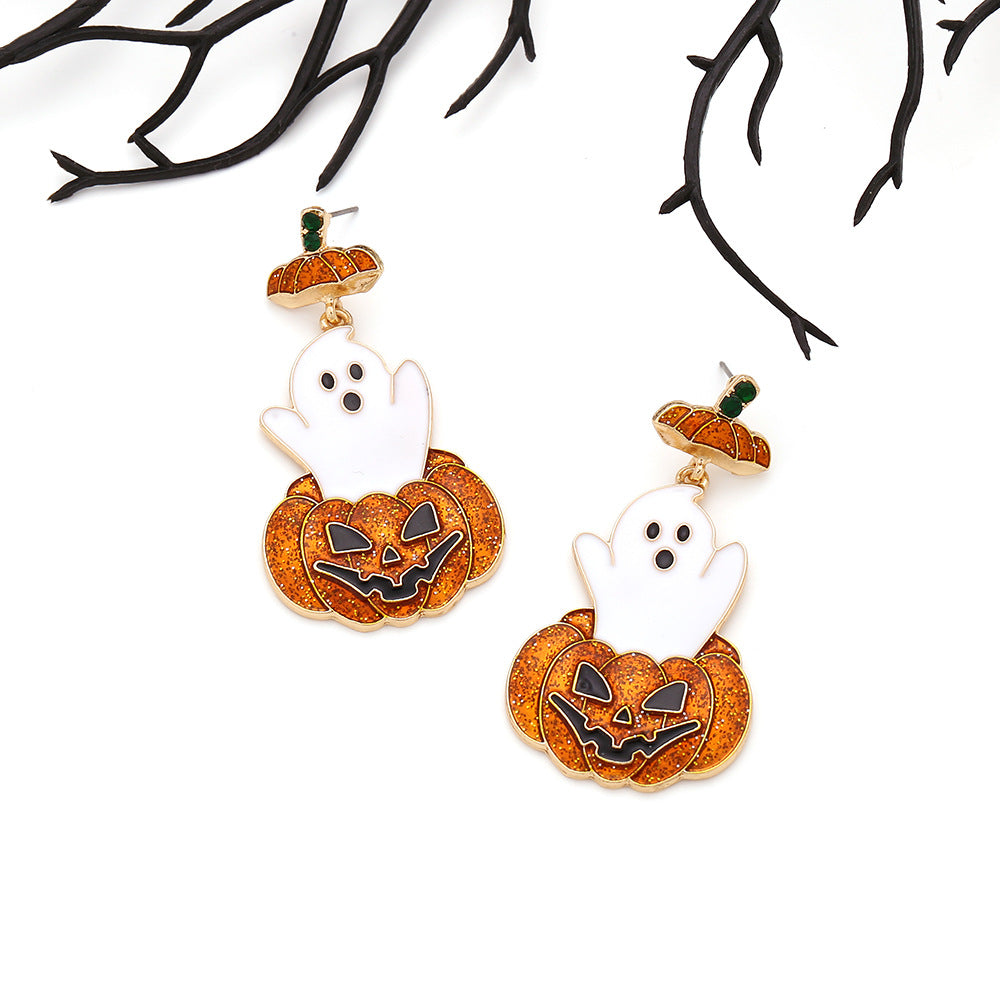 Women Fashion Exaggerated Ghost Pumpkin Earrings