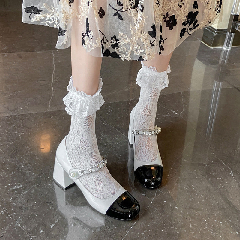 Women Vintage Plus Size Chunky Heel Mary Jane Pumps
