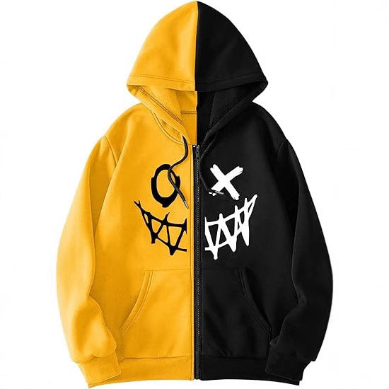 Men Fashion Casual Demon 3D Printed Long-Sleeve Zipper Hoodies