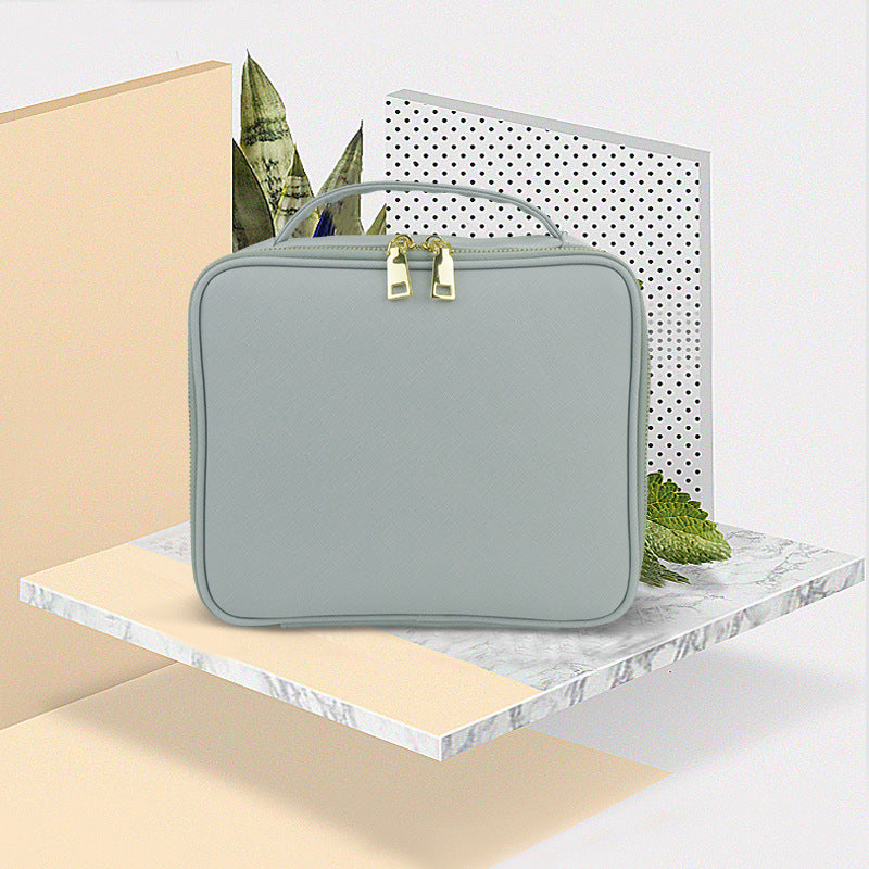 Bolsa de cosméticos de cuero sintético de moda - Portátil de gran capacidad