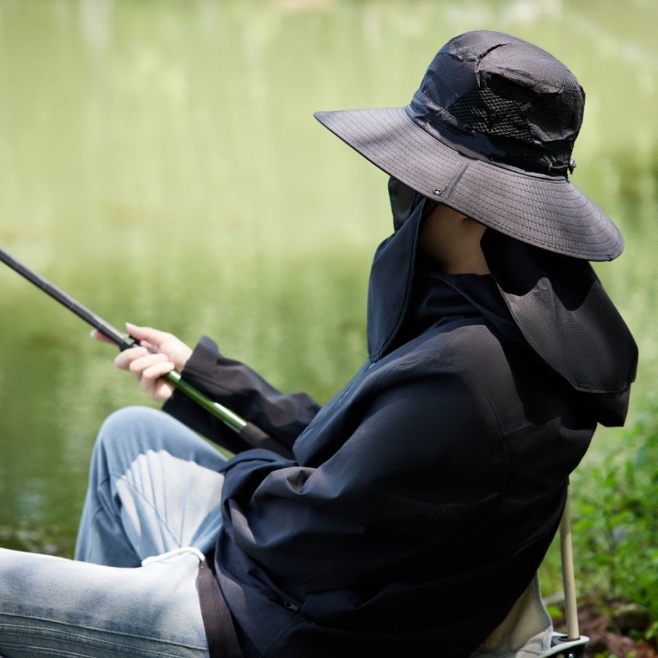 Sombrero para el sol informal con gran circunferencia de cabeza y protección facial para hombre