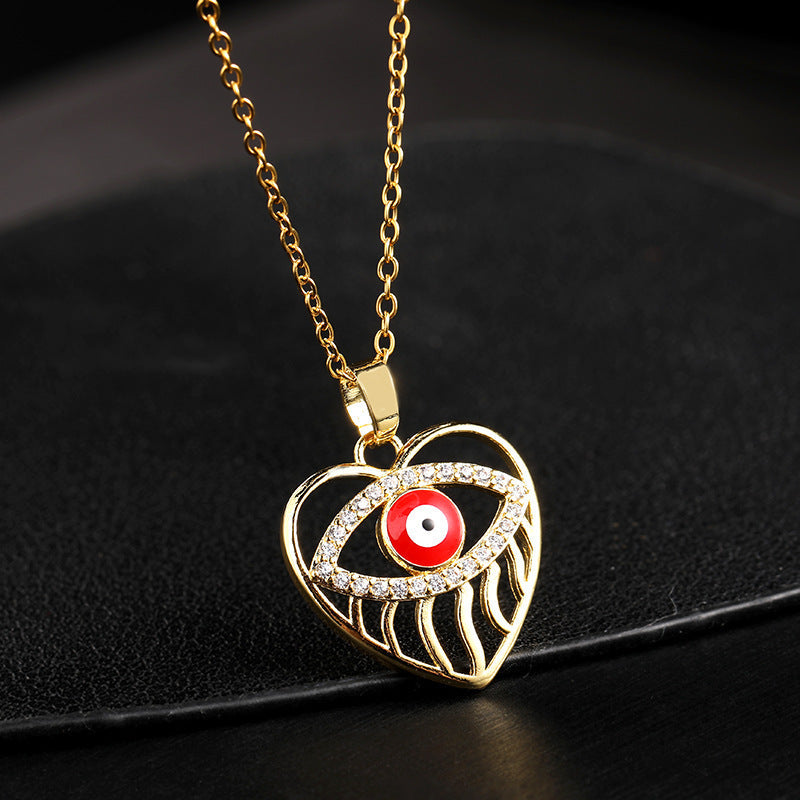 Collar con colgante de ojo de diablo de circonita multicolor para mujer