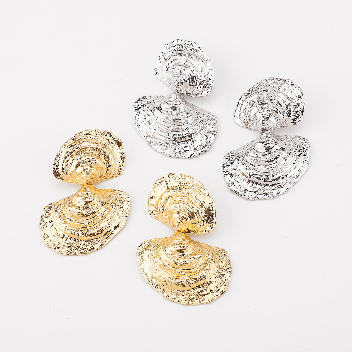 Personalized Geometric Alloy Shell Earrings