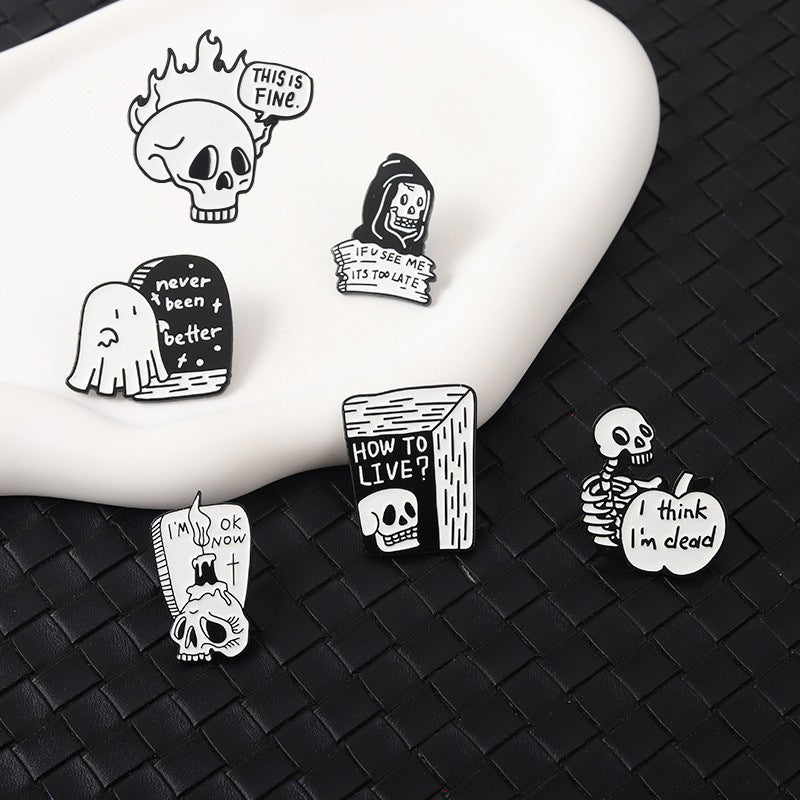 Halloween Women Fashion Dark Punk Skull Brooch