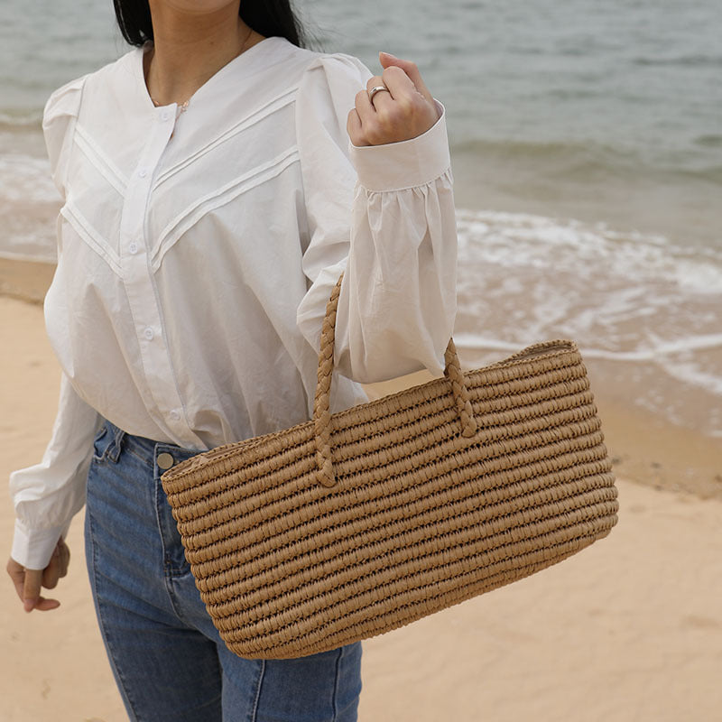 Sacs à main bohèmes en paille tissée de grande capacité pour les vacances