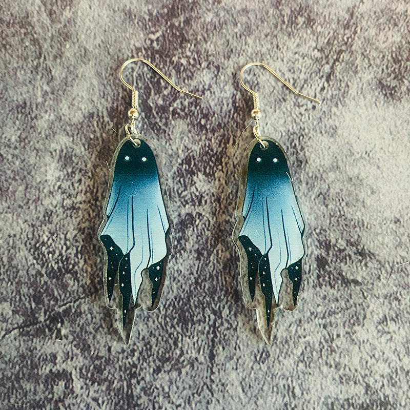 Halloween Women Fashion Cartoon Ghost Cat Acrylic Earrings