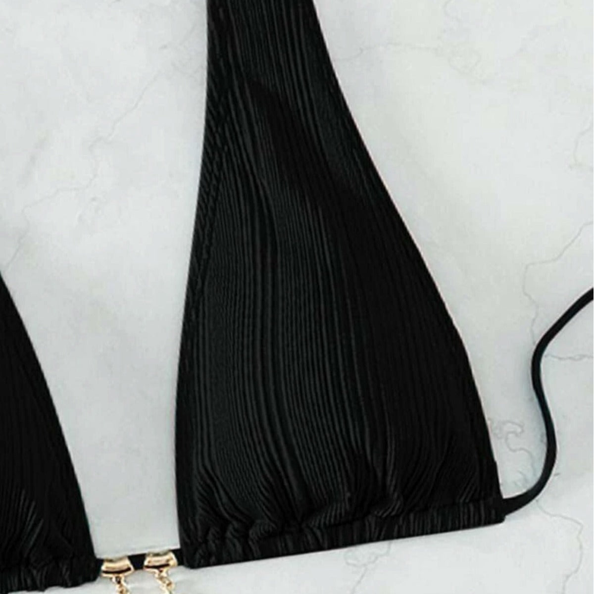 Bikini sexy de cuello halter de color sólido a la moda para mujer
