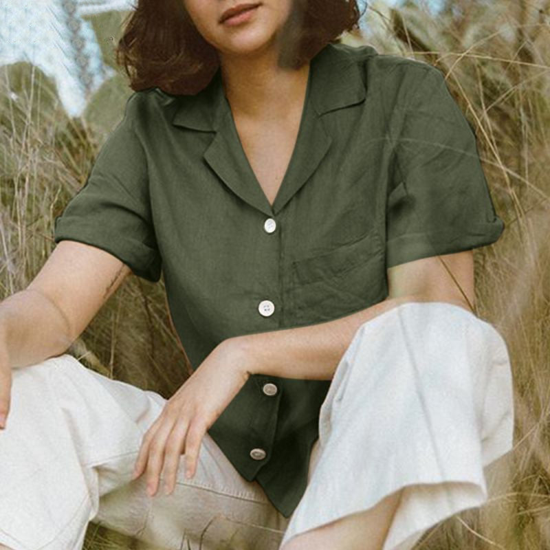 Blusa casual de color sólido de moda para mujer