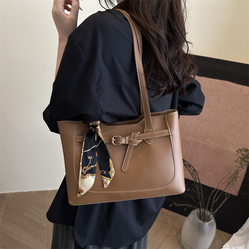 Sac fourre-tout décontracté en PU de grande capacité pour femme, couleur unie