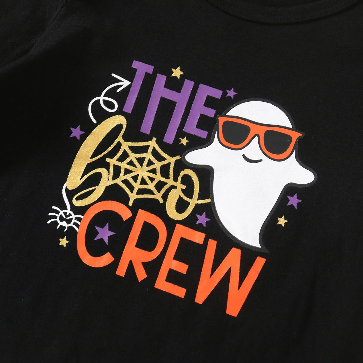 Conjunto de camiseta y falda con estampado de letras de Halloween para niñas pequeñas