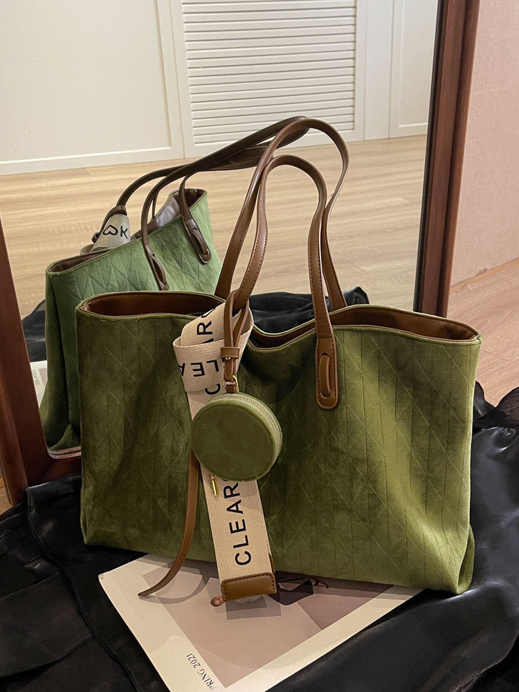 Bolso de mano de franela de gran capacidad, estilo retro e informal para mujer