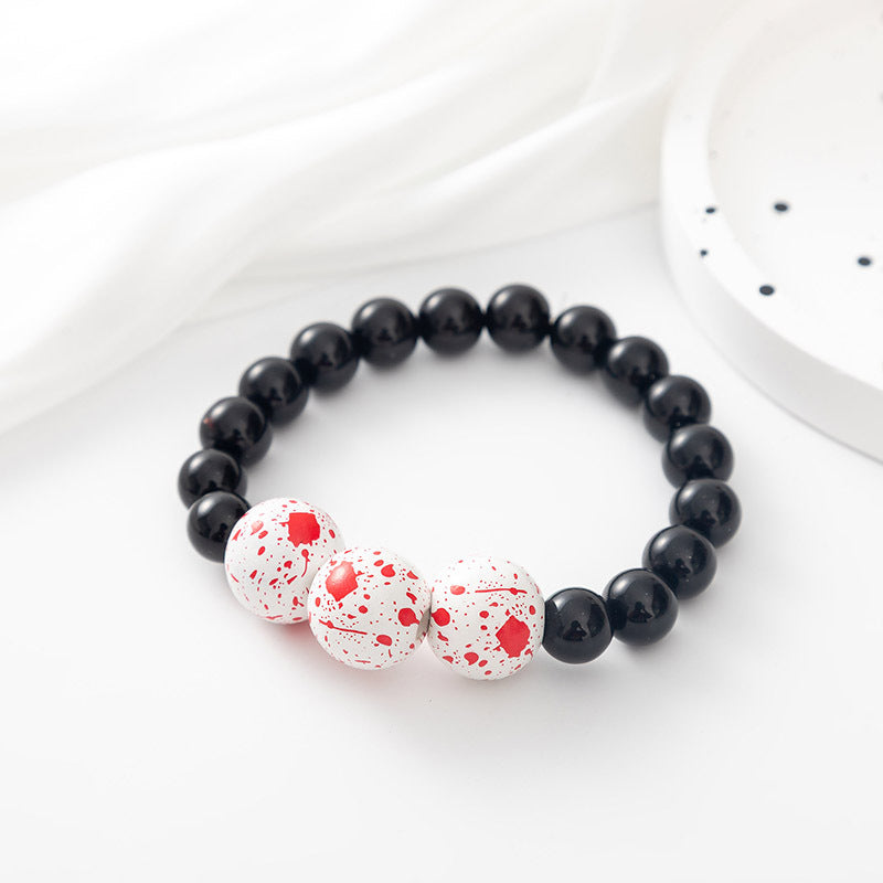 Pulsera de cuentas de Halloween con calabaza y calavera de dibujos animados