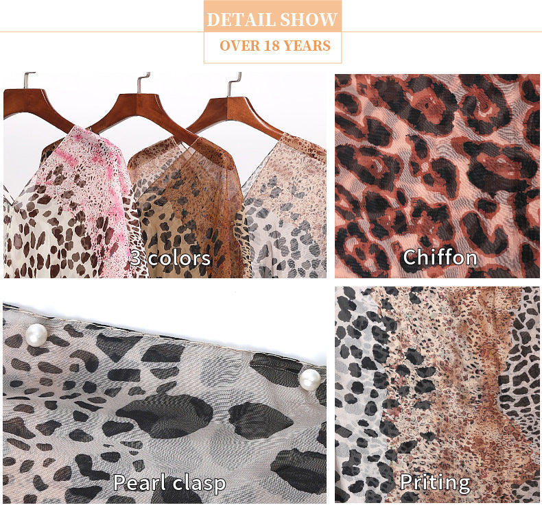 Leopard Printed Chiffon Shawl Scarf for Women