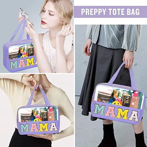Bolsa de cosméticos portátil transparente para mujer