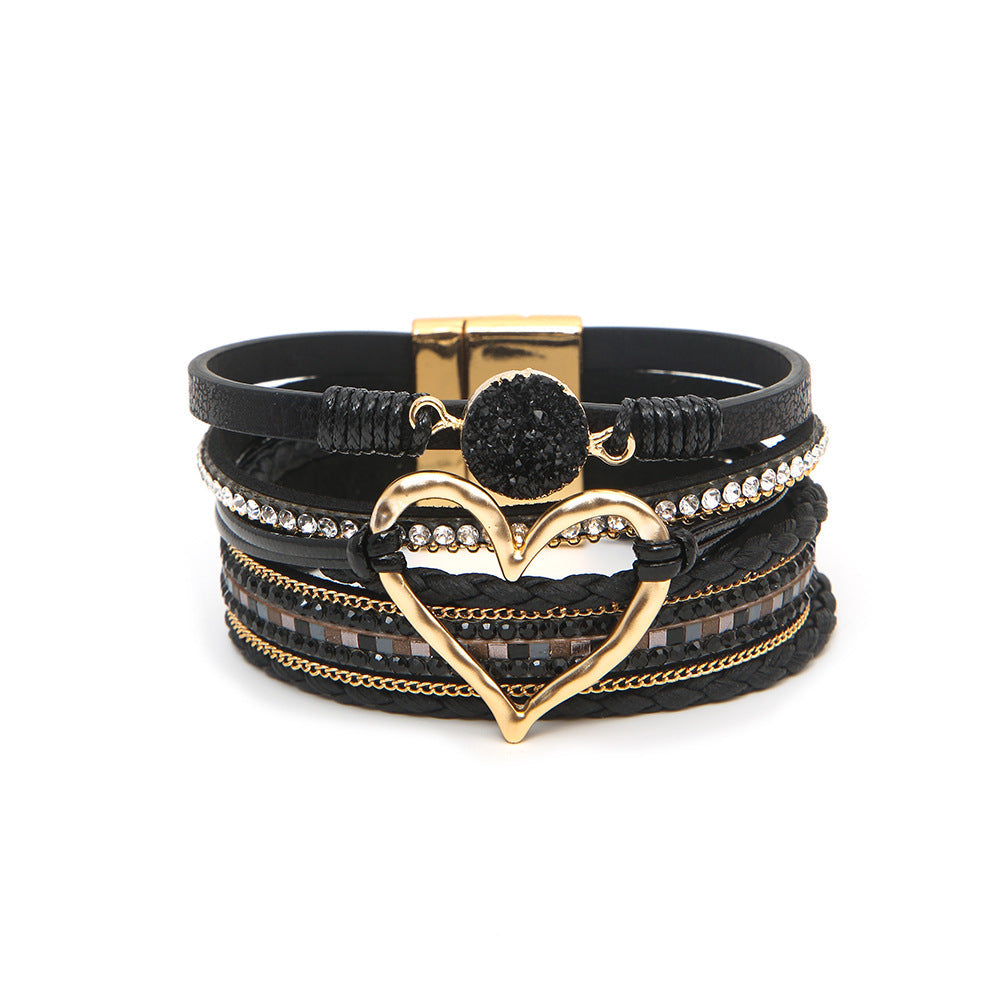 Bohemian Multi-Layer Leather Heart Bracelet