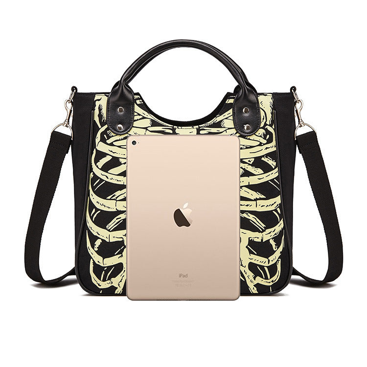 Bolso de hombro con calavera luminosa de Halloween para mujer