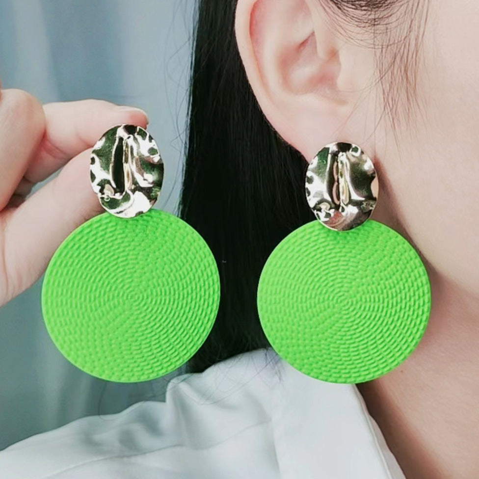 Bohemian Style Round Solid Color Exaggerated Earrings