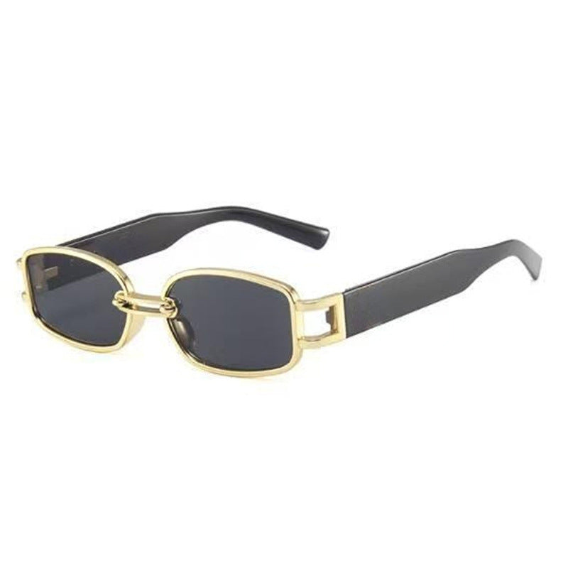 Lunettes de soleil carrées décontractées à la mode pour femmes avec accents dorés