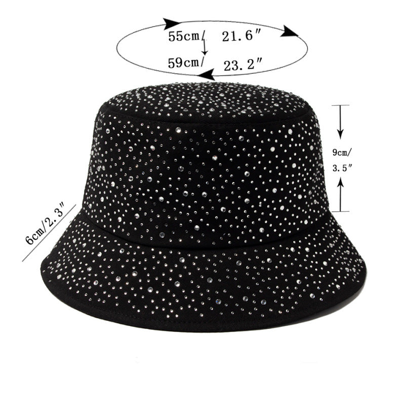 Women Simple Fashion Rhinestone Sunshade Bucket Hats