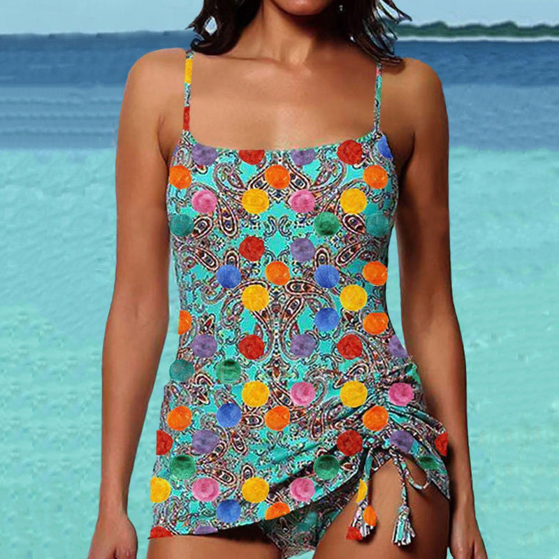Casual Women Summer Vacation Graphic Swimsuit