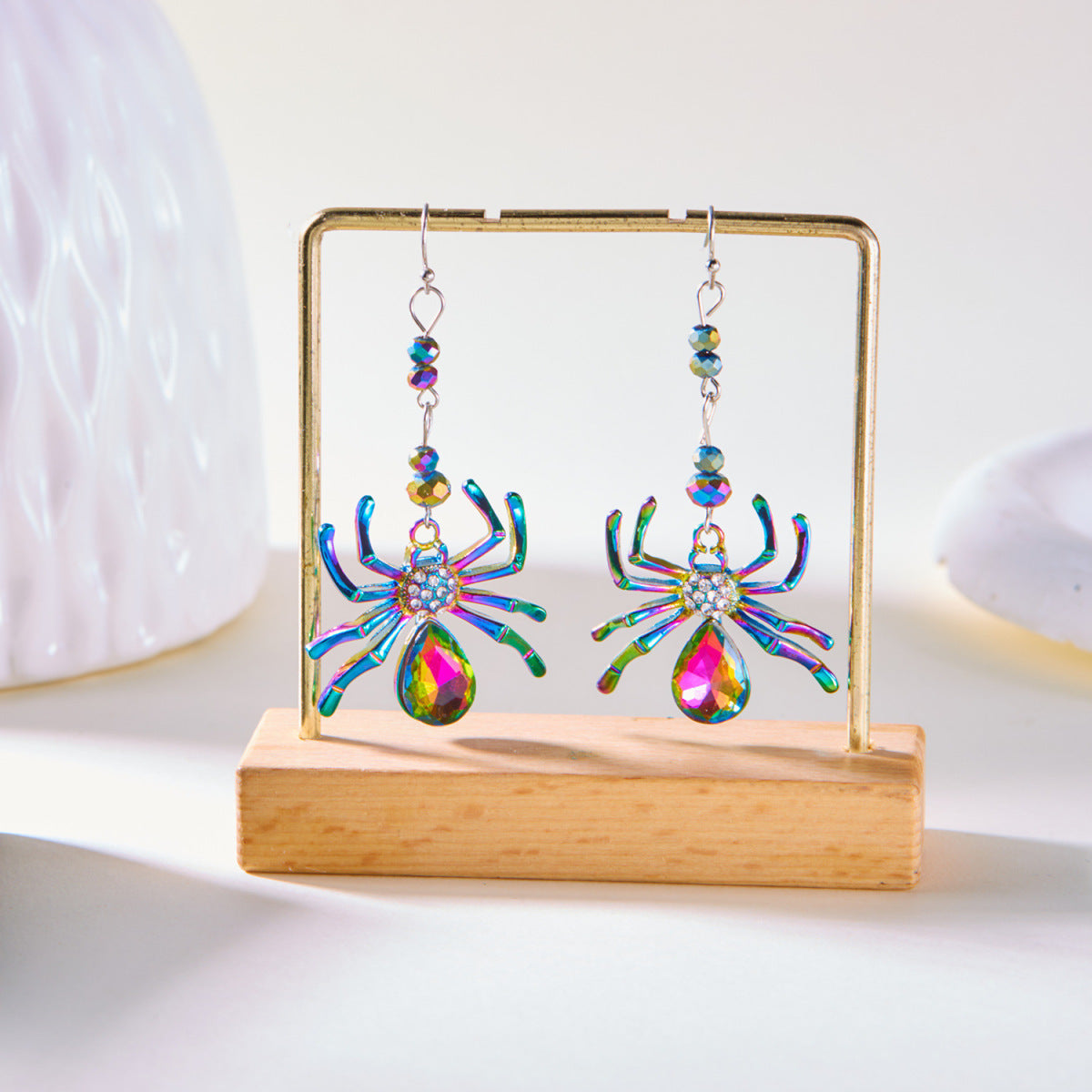 Pendientes de araña multicolor con personalidad de Halloween