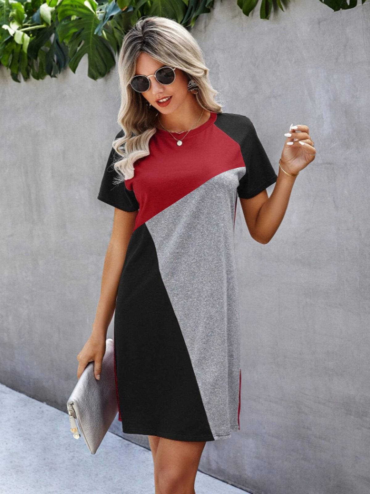 Robe décontractée à coutures contrastées pour femmes