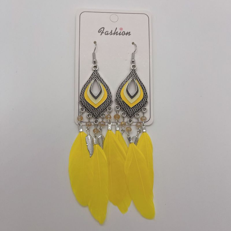 Women Bohemian Hollow Petal Shaped Crystal Beads Earrings