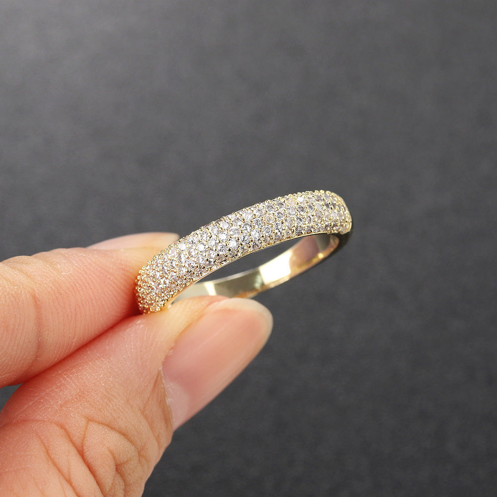 Anillo de circonitas de cinco filas para mujer