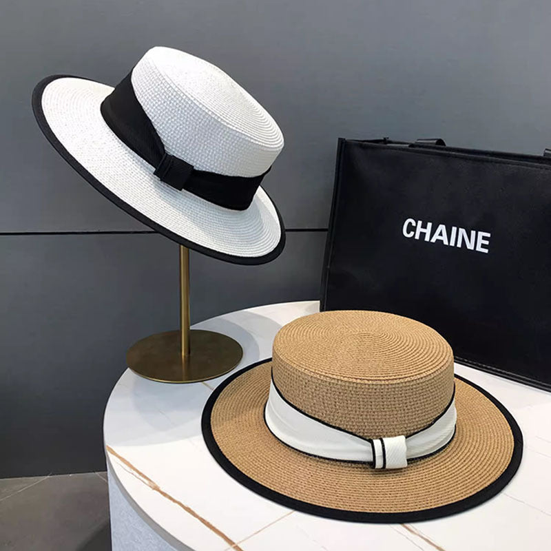 Elegante sombrero de paja plano para el sol