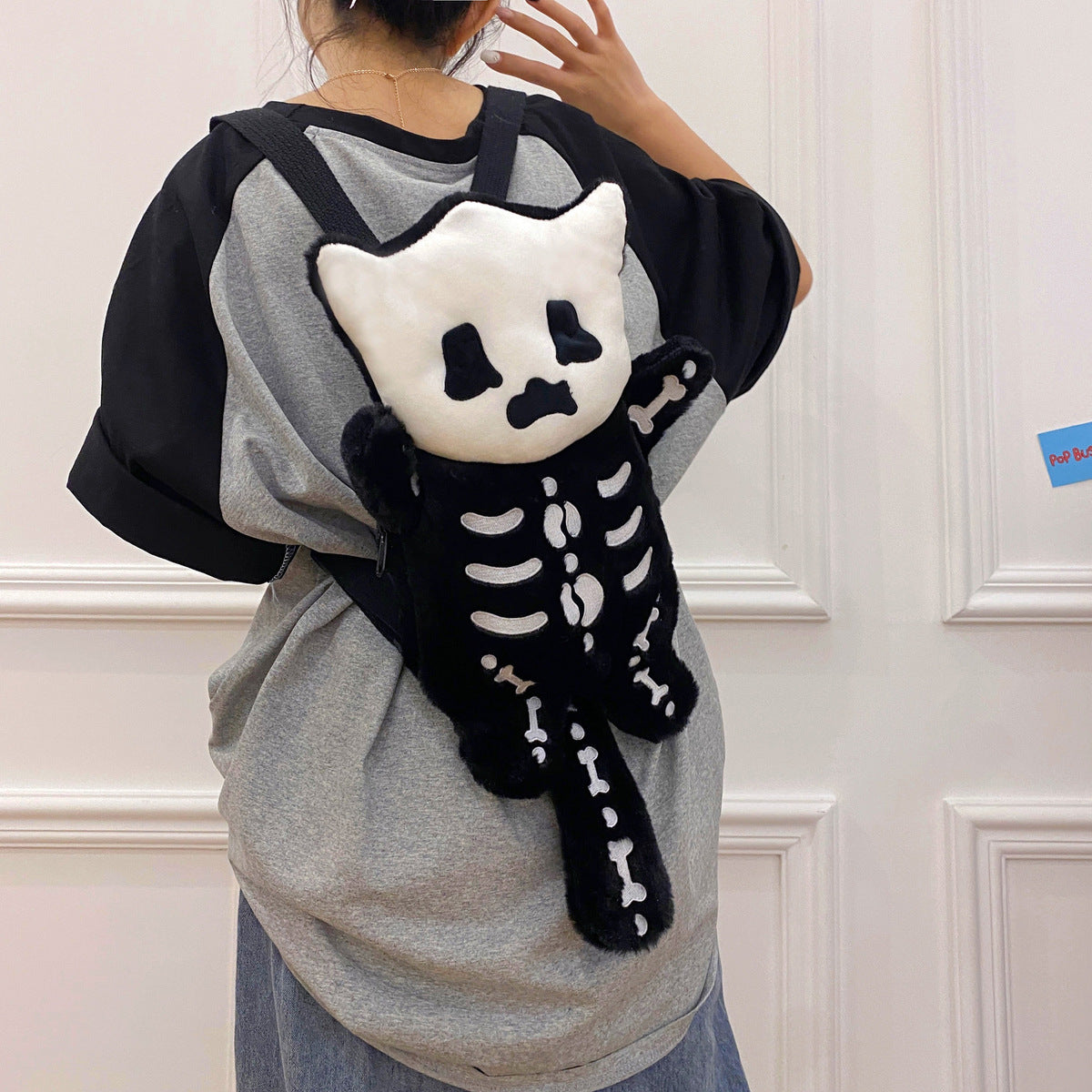 Bolso de hombro de peluche con calavera gótica de Halloween