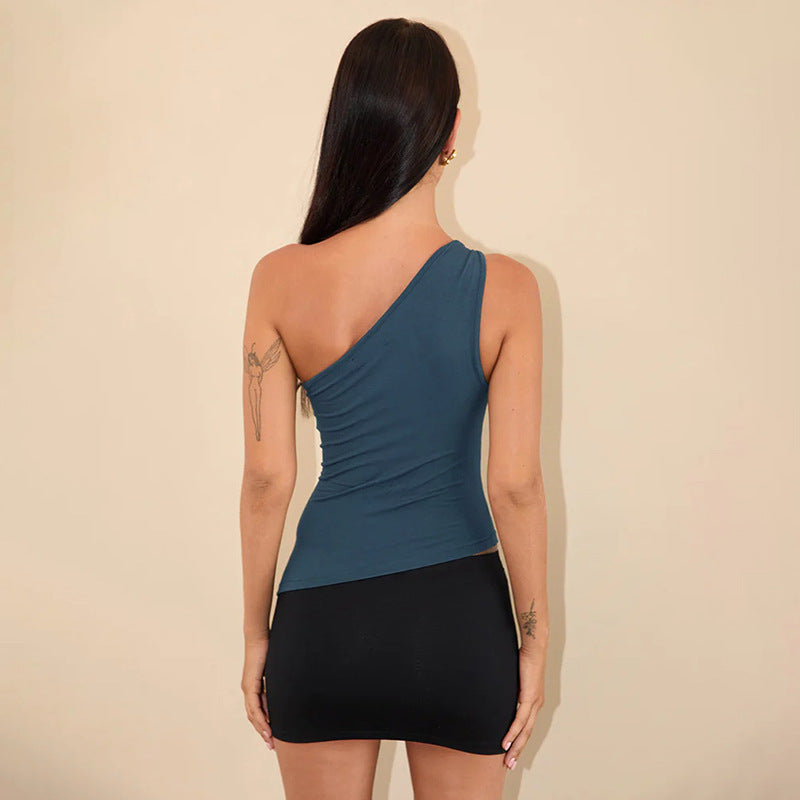 Top de tirantes con hombros descubiertos, sexy, de color liso, a la moda para mujer