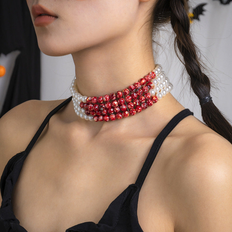 Women Fashion Exaggerated Gothic Blood Drops Necklace