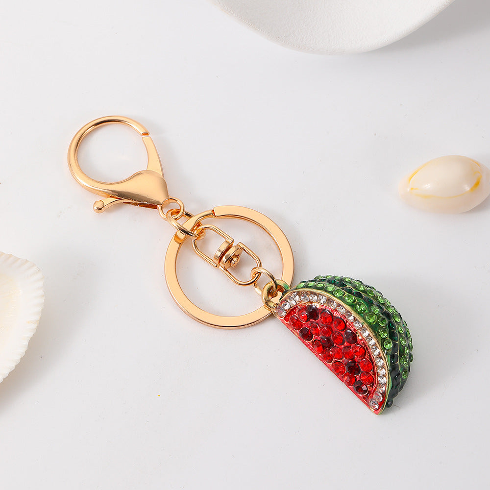 Creative Cartoon Rhinestone Watermelon Key Chain