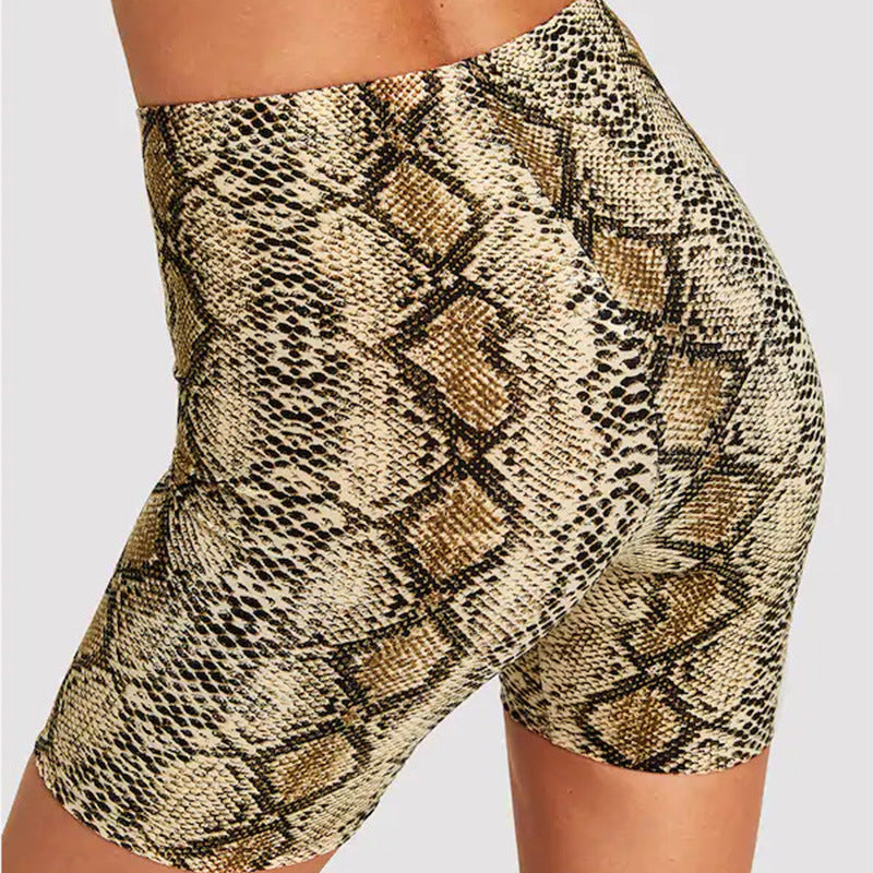 Short cycliste sexy à imprimé léopard et serpent pour le sport et le yoga