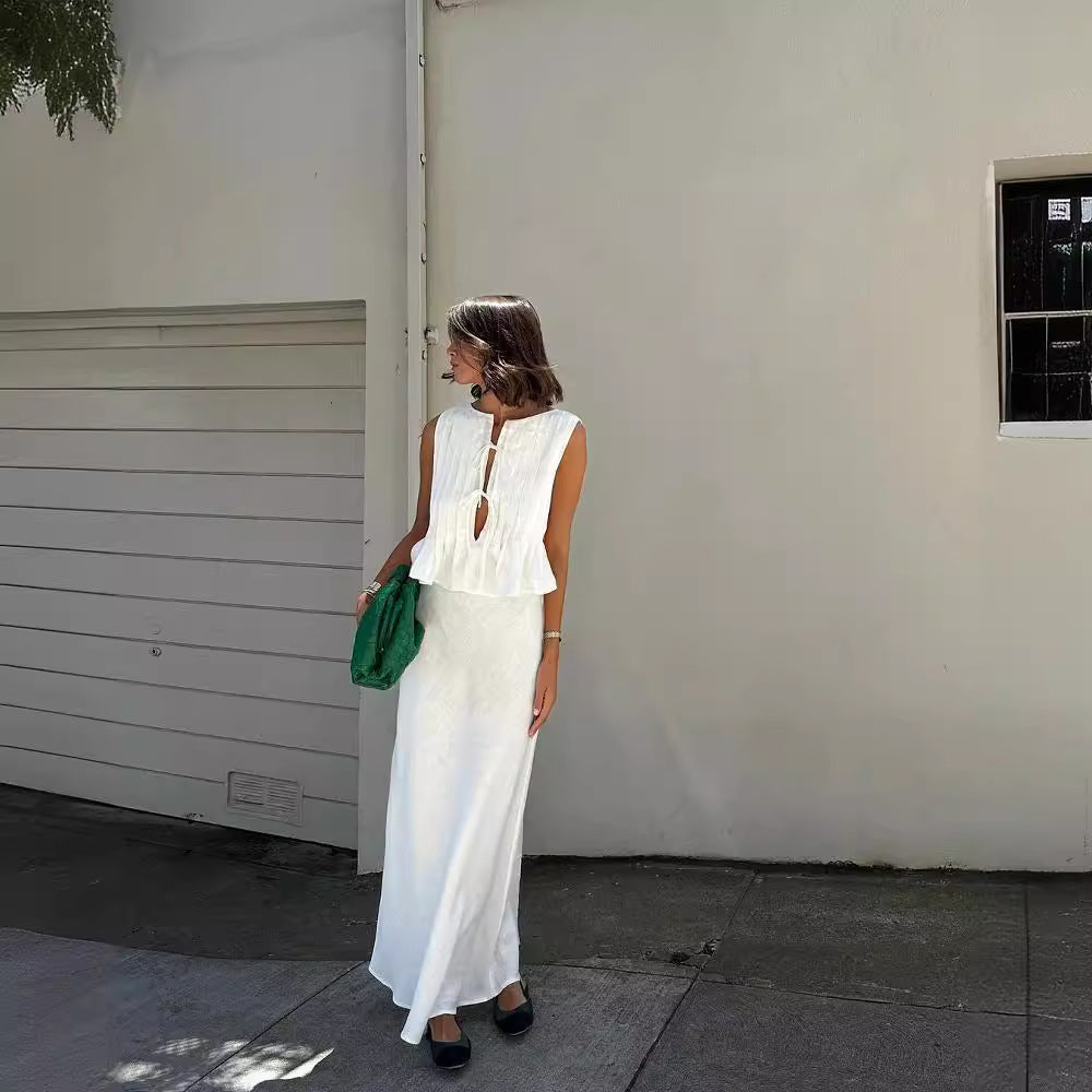 Summer Women Casual Cotton Linen Two-Piece Set
