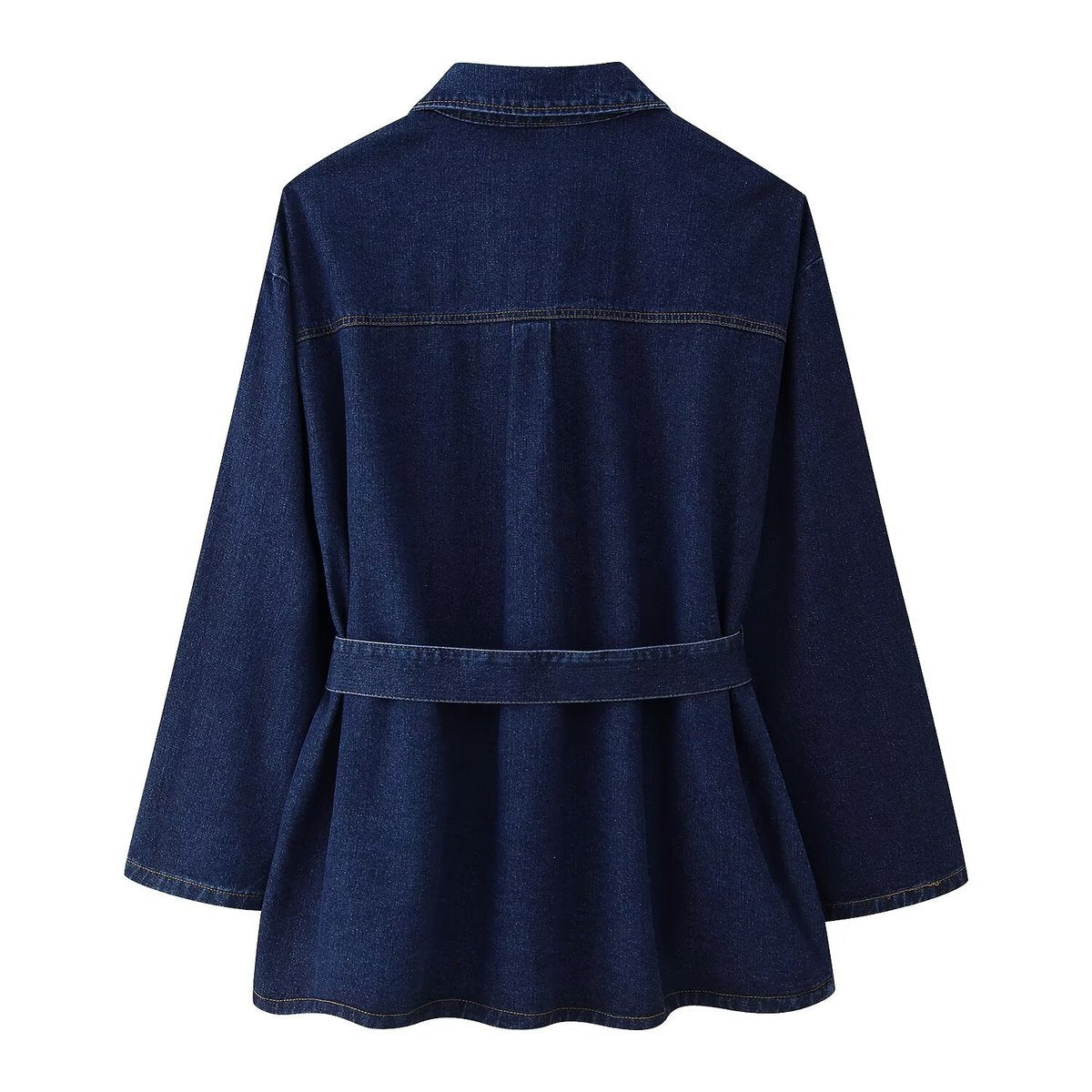 Conjunto de dos piezas de abrigo vaquero informal para mujer, manga larga, cintura alta y jeans
