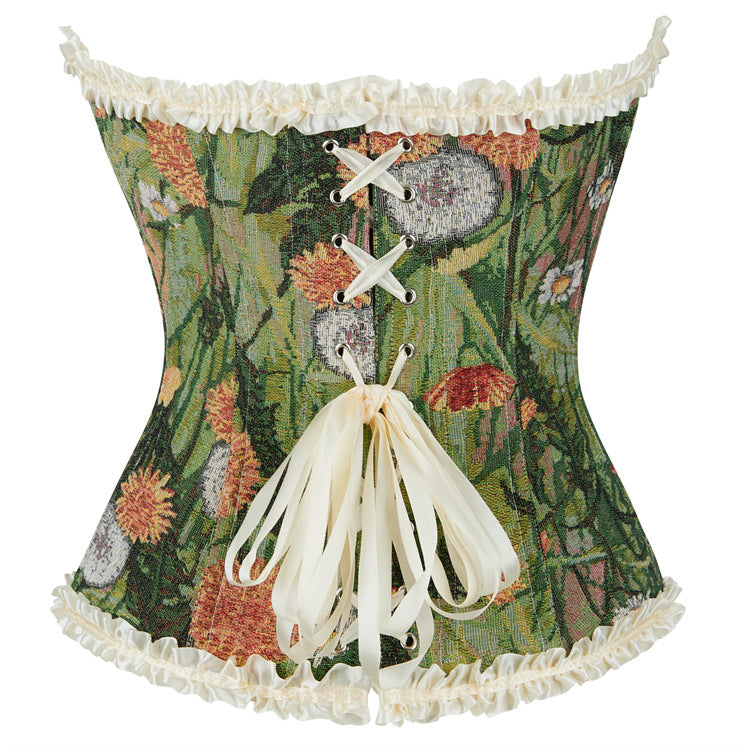 Top de corsé con estampado de pintura al óleo retro de moda para mujer