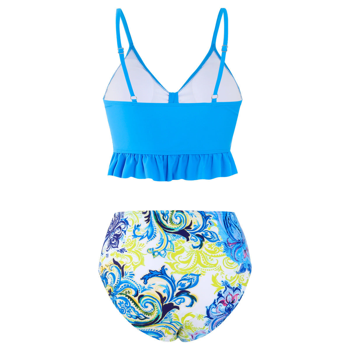 Girl Fashion Cute Pleated Top Printed Shorts Swimwear