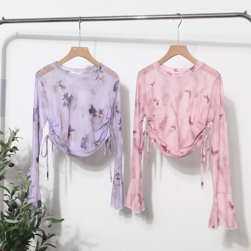 Women Fashion Summer Vacation Tie Dye Blouse