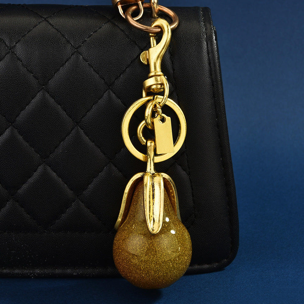 Women Fashion Golden Pear Pendant Keychain