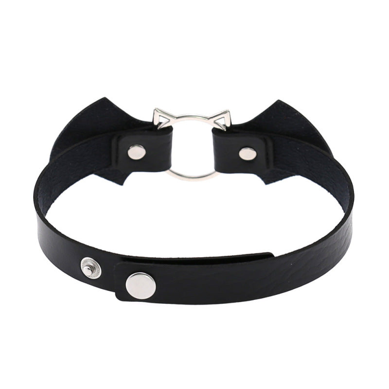 Halloween Women Gothic Bat Pu Leather Chokers